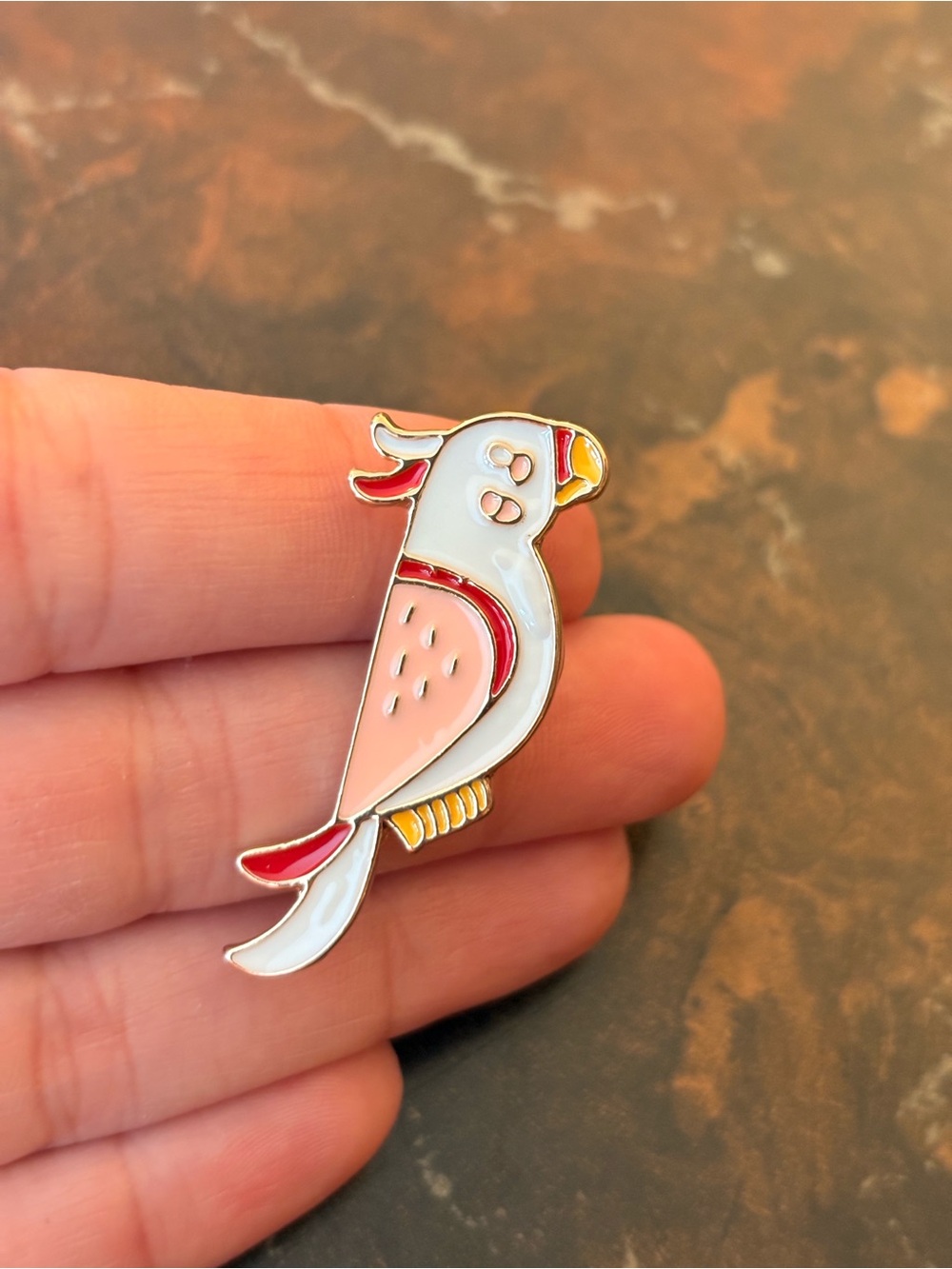 Pink & White Cockatoo Bird Enamel Pin - Cute Bird Accessory